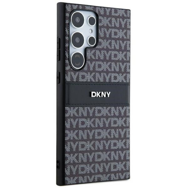 DKNY Leather Mono Stripe &amp; Metal Logo case for Samsung Galaxy S24 Ultra - black