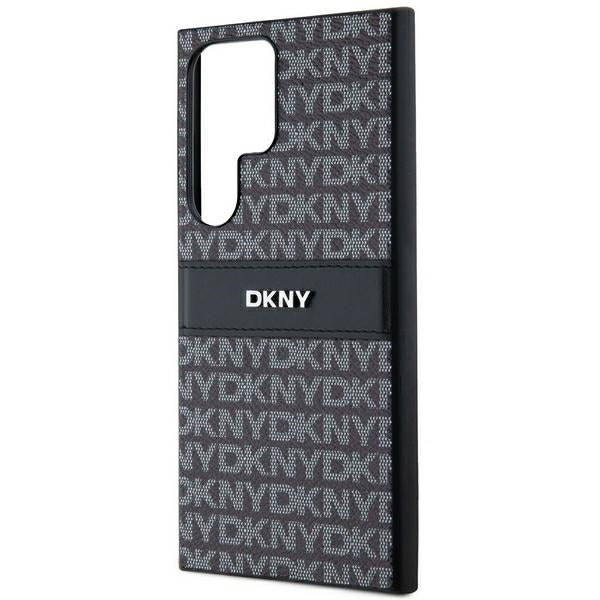 DKNY Leather Mono Stripe &amp; Metal Logo case for Samsung Galaxy S24 Ultra - black