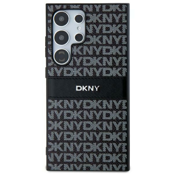 DKNY Leather Mono Stripe &amp; Metal Logo case for Samsung Galaxy S24 Ultra - black