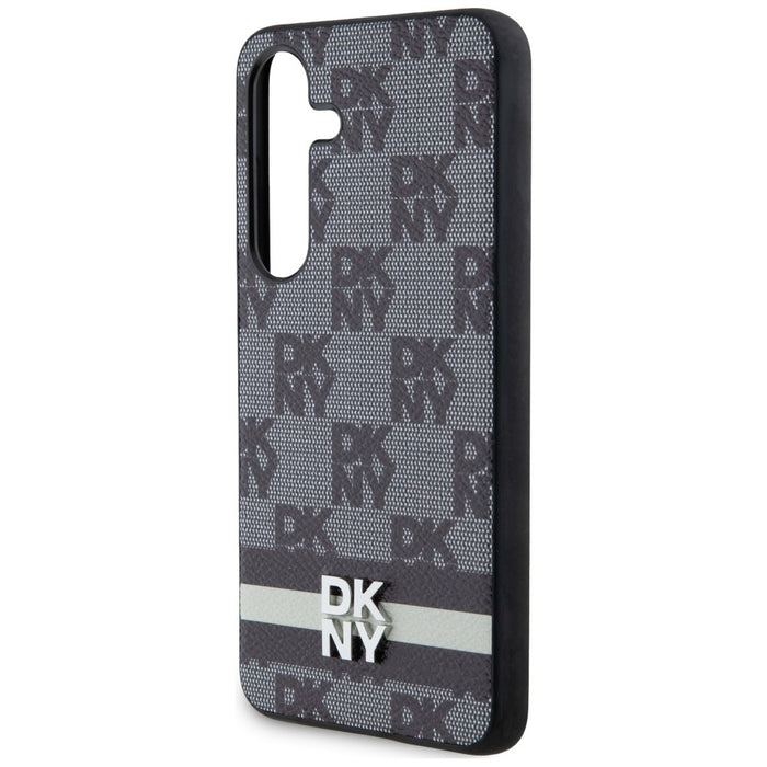 DKNY Leather Checkered Mono Pattern &amp; Printed Stripes case for Samsung Galaxy S24+ - black