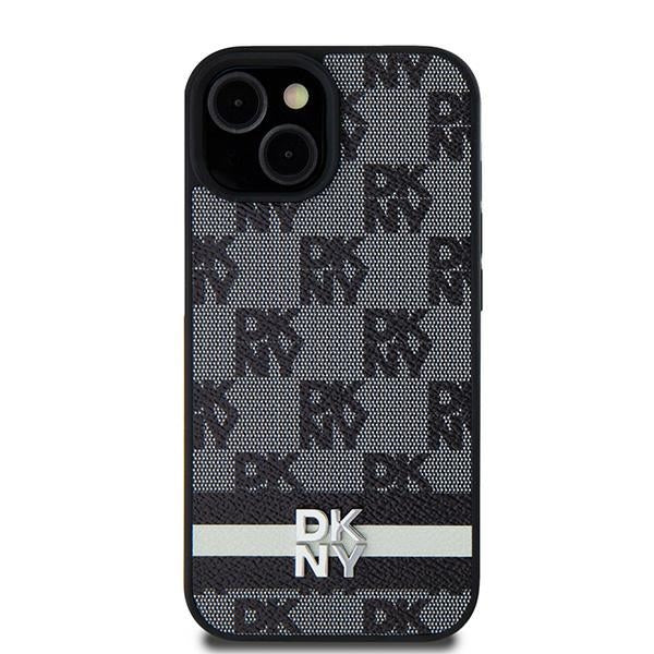 DKNY Leather Checkered Mono Pattern &amp; Printed Stripes case for Samsung Galaxy S24+ - black