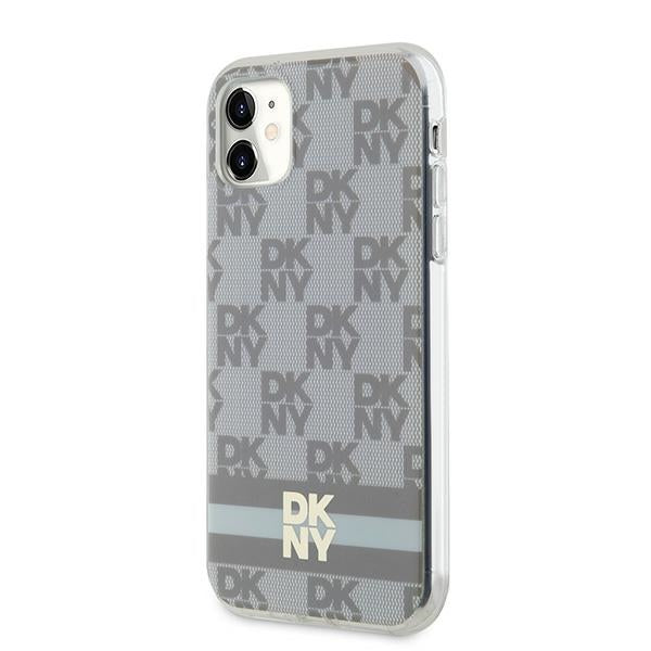 DKNY IML Checkered Mono Pattern &amp; Printed Stripes MagSafe case for iPhone 11 / Xr - beige