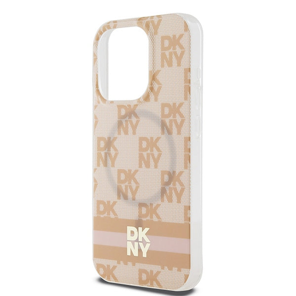 DKNY IML Checkered Mono Pattern &amp; Printed Stripes MagSafe case for iPhone 13 Pro / 13 - pink