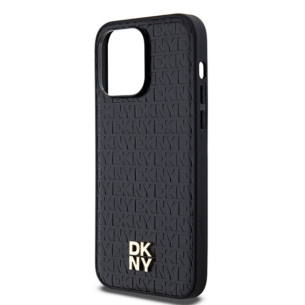 DKNY Leather Pattern Metal Logo MagSafe Case for iPhone 13 Pro / 13 - Black