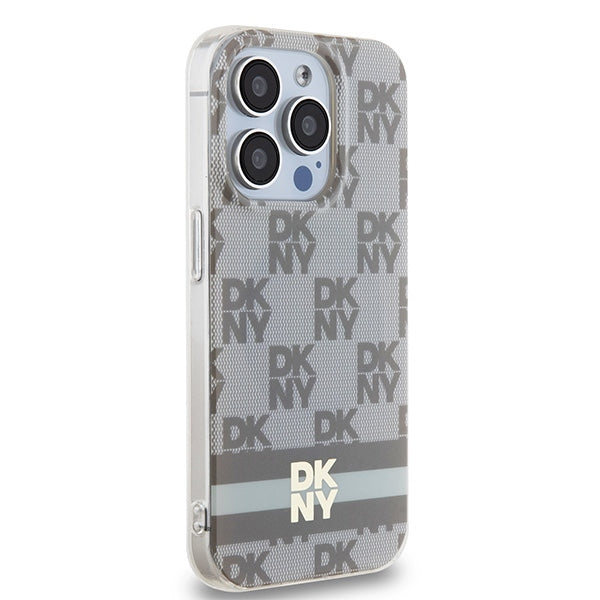 DKNY IML Checkered Mono Pattern &amp; Printed Stripes MagSafe case for iPhone 13 Pro Max - beige