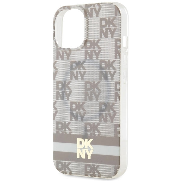 DKNY IML Checkered Mono Pattern &amp; Printed Stripes MagSafe case for iPhone 15 / 14 / 13 - beige
