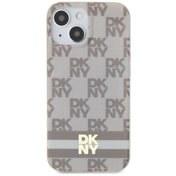 DKNY IML Checkered Mono Pattern &amp; Printed Stripes MagSafe case for iPhone 15 / 14 / 13 - beige