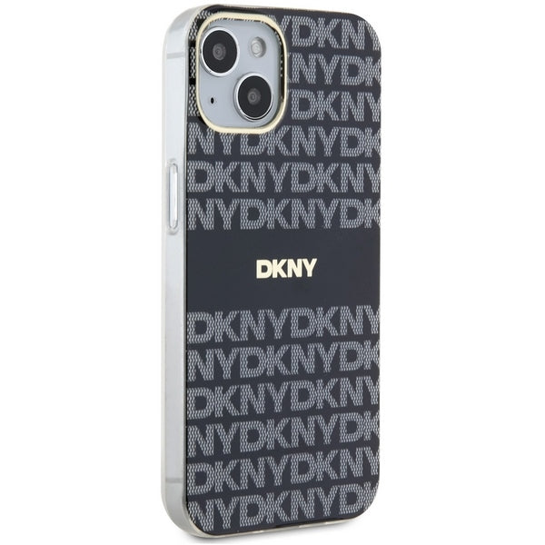 DKNY IML Mono &amp; Stripe MagSafe Case for iPhone 15/14/13 - Black