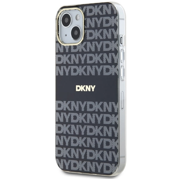 DKNY IML Mono &amp; Stripe MagSafe Case for iPhone 15/14/13 - Black