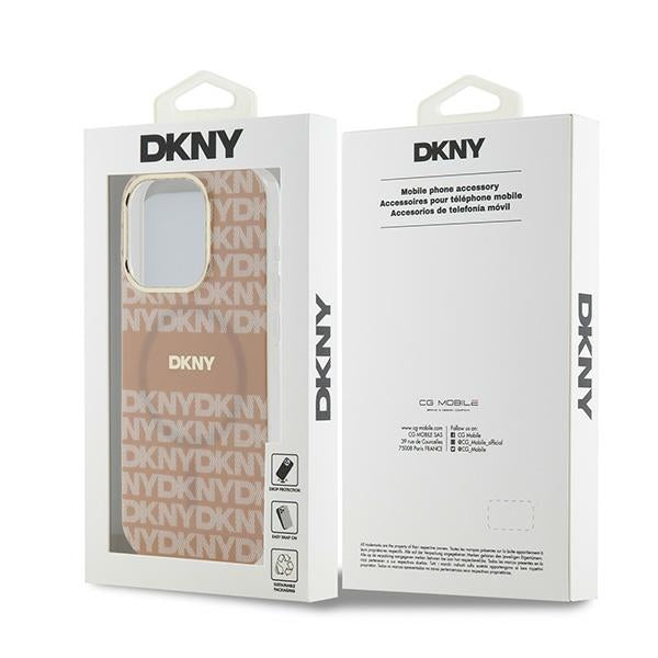 DKNY IML Mono &amp; Stripe MagSafe case for iPhone 14 Pro Max - pink