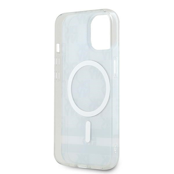 DKNY IML Checkered Mono Pattern &amp; Printed Stripes MagSafe Case for iPhone 15 Plus / 14 Plus - Black