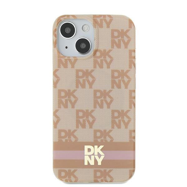 DKNY IML Checkered Mono Pattern &amp; Printed Stripes MagSafe case for iPhone 15 / 14 / 13 - pink