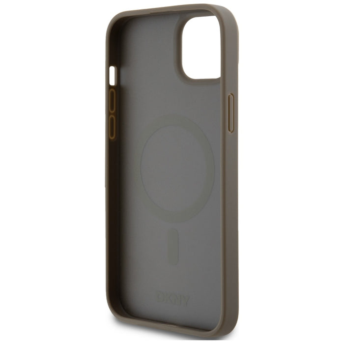 DKNY Leather Pattern Metal Logo MagSafe case for iPhone 15 / 14 / 13 - brown
