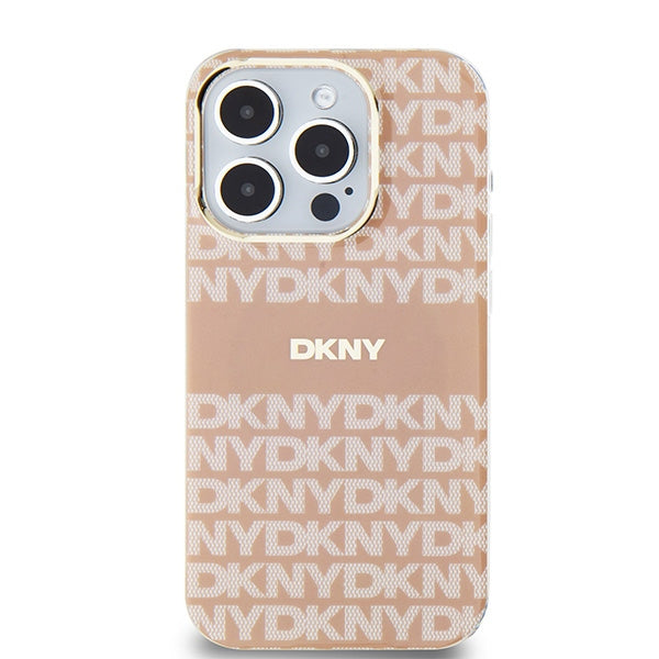 DKNY IML Mono &amp; Stripe MagSafe case for iPhone 15 Pro Max - pink