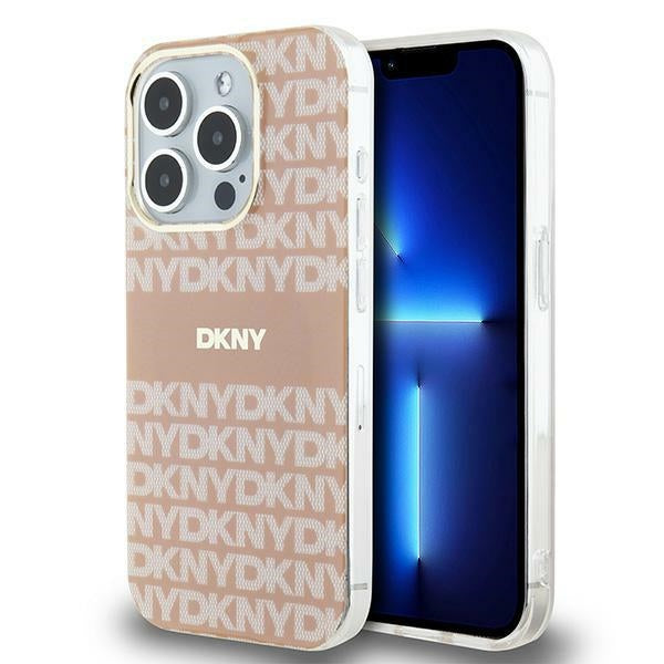 DKNY IML Mono &amp; Stripe MagSafe case for iPhone 15 Pro Max - pink