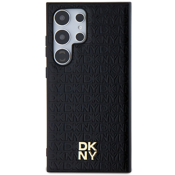 DKNY Leather Pattern Metal Logo MagSafe case for Samsung Galaxy S24 Ultra - black