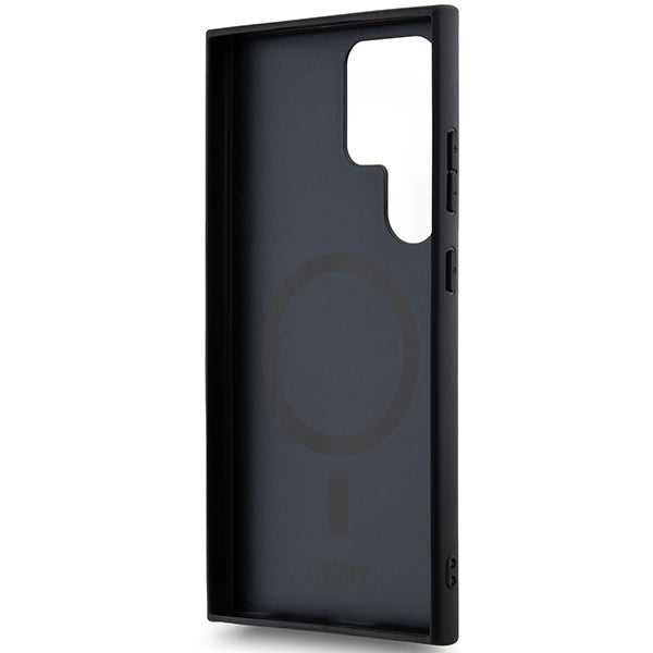 DKNY Leather Pattern Metal Logo MagSafe case for Samsung Galaxy S24 Ultra - black