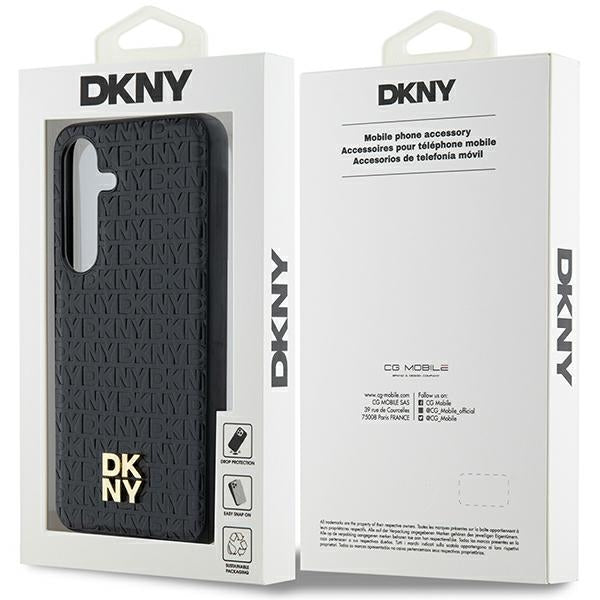 DKNY Leather Pattern Metal Logo MagSafe case for Samsung Galaxy S24+ - black