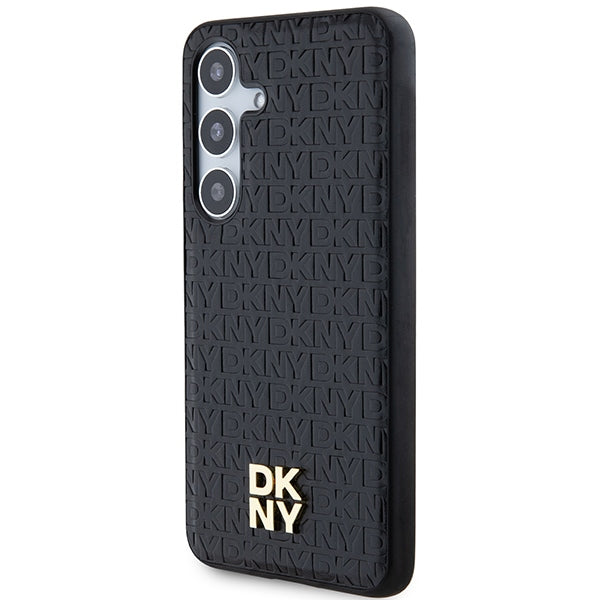DKNY Leather Pattern Metal Logo MagSafe case for Samsung Galaxy S24+ - black