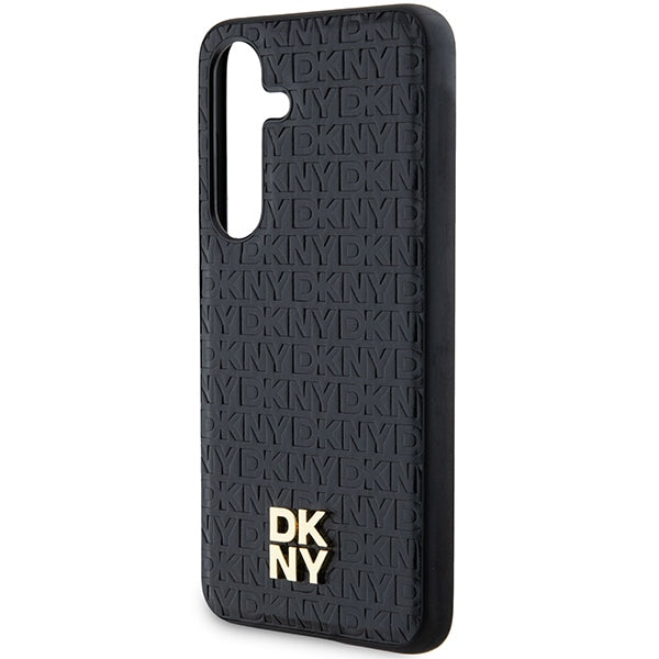 DKNY Leather Pattern Metal Logo MagSafe case for Samsung Galaxy S24 - black