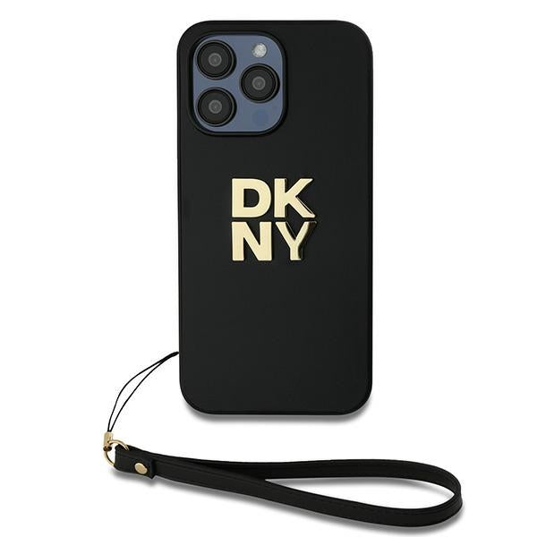 DKNY Wrist Strap Stock Logo case for iPhone 14 Pro - black
