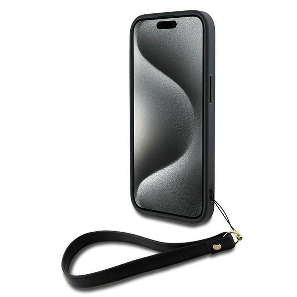 DKNY Wrist Strap Stock Logo case for iPhone 14 / 15 / 13 - black