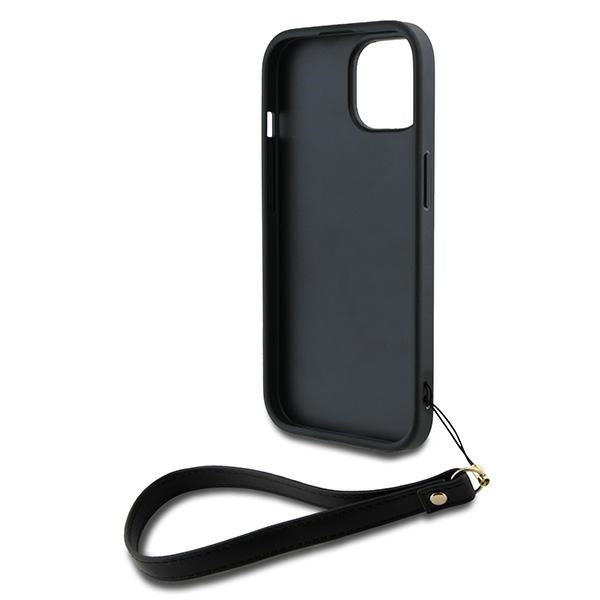 DKNY Wrist Strap Stock Logo case for iPhone 14 / 15 / 13 - black