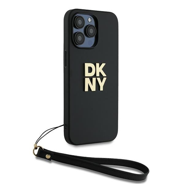 DKNY Wrist Strap Stock Logo case for iPhone 14 Pro Max - black