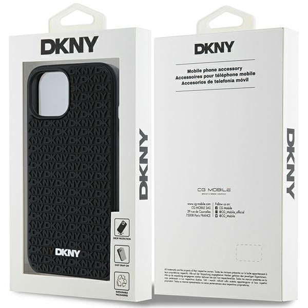 DKNY 3D Rubber Repeat Pattern case for iPhone 15 Plus - black