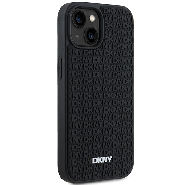 DKNY 3D Rubber Repeat Pattern case for iPhone 15 Plus - black