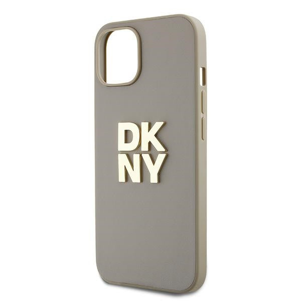 DKNY Wrist Strap Stock Logo case for iPhone 15 Plus - beige