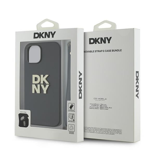 DKNY Wrist Strap Stock Logo iPhone 15 Plus Case - Black