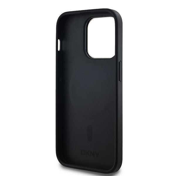 DKNY Leather Checkered Mono Pattern MagSafe Case for iPhone 13 Pro Max - Black