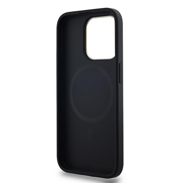DKNY Leather Checkered Mono Pattern MagSafe iPhone 15 Pro Max Case - Black