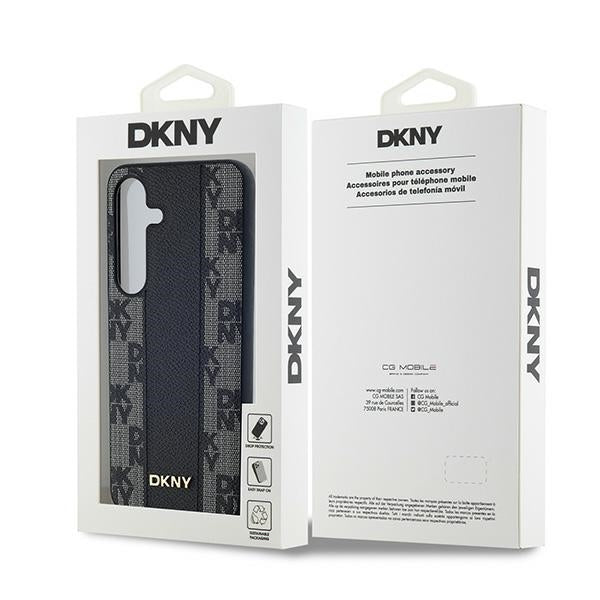 DKNY Leather Checkered Mono Pattern MagSafe case for Samsung Galaxy S24+ - black