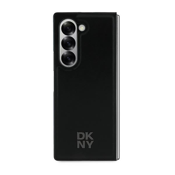 DKNY Magsafe Plain Leather Metal Stack Logo Case for Samsung Galaxy Z Fold 6 - Black