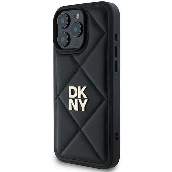 DKNY Quilted Stack Logo iPhone 16 Pro Case - Black