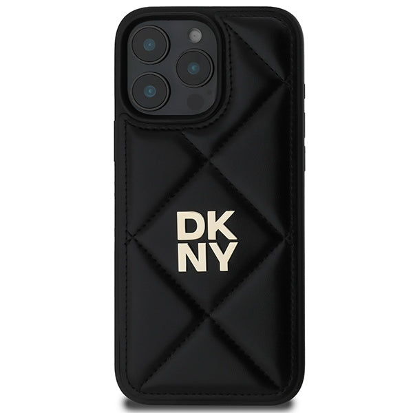 DKNY Quilted Stack Logo iPhone 16 Pro Case - Black