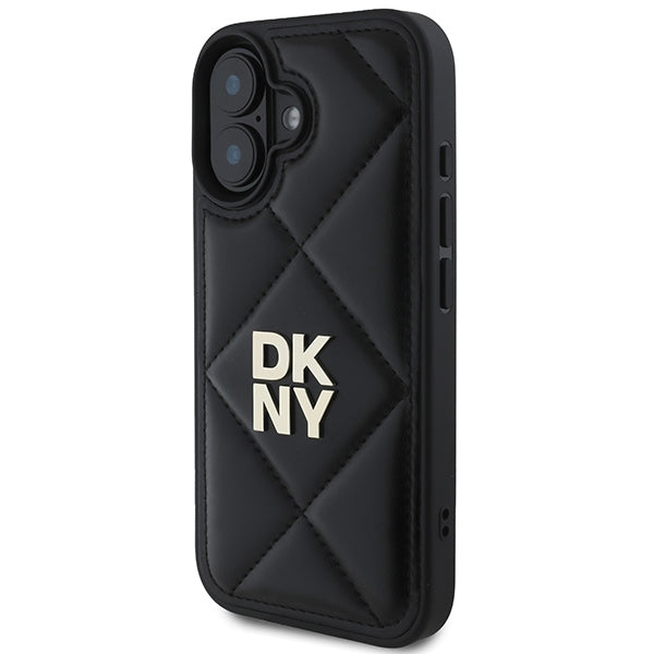 DKNY Quilted Stack Logo iPhone 16 Case - Black