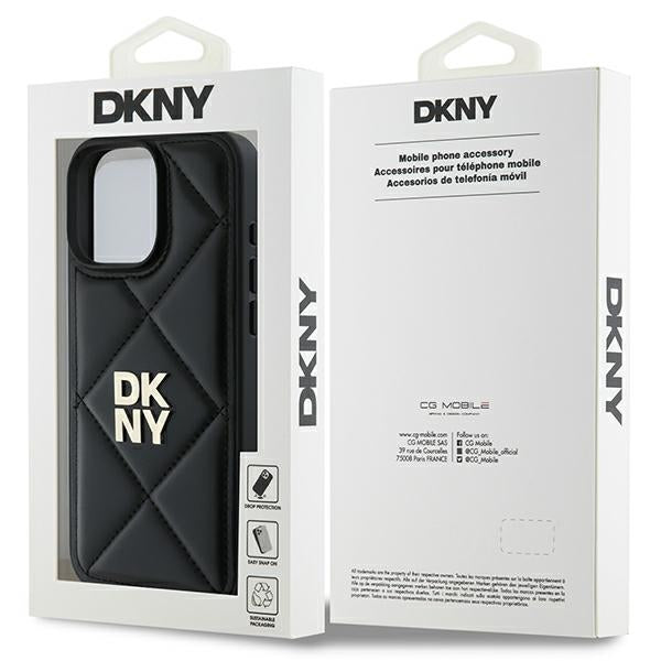 DKNY Quilted Stack Logo iPhone 16 Pro Max Case - Black