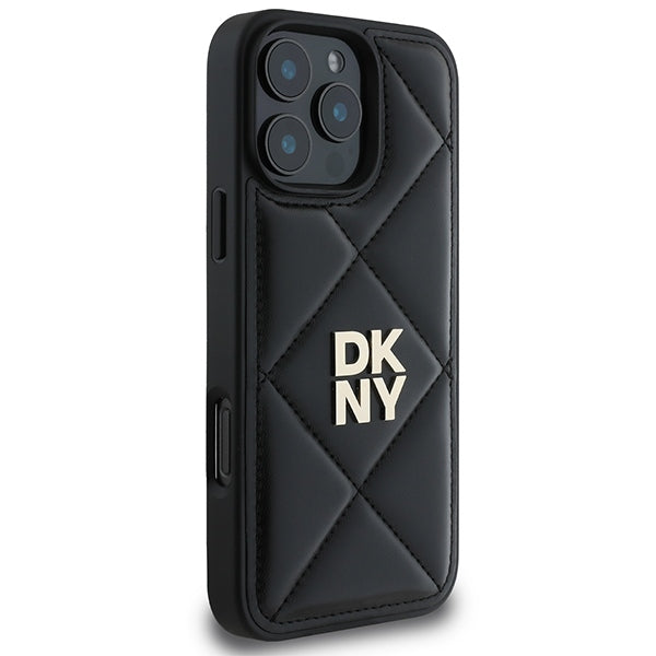 DKNY Quilted Stack Logo iPhone 16 Pro Max Case - Black