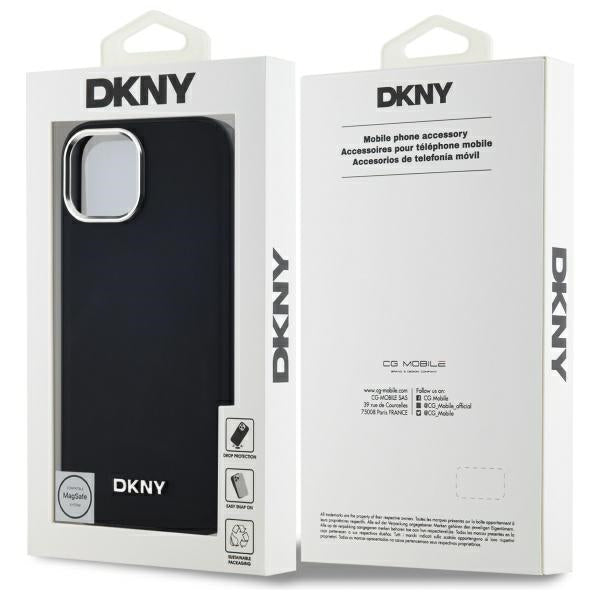 DKNY Plain Logo MagSafe iPhone 15 Case - Black