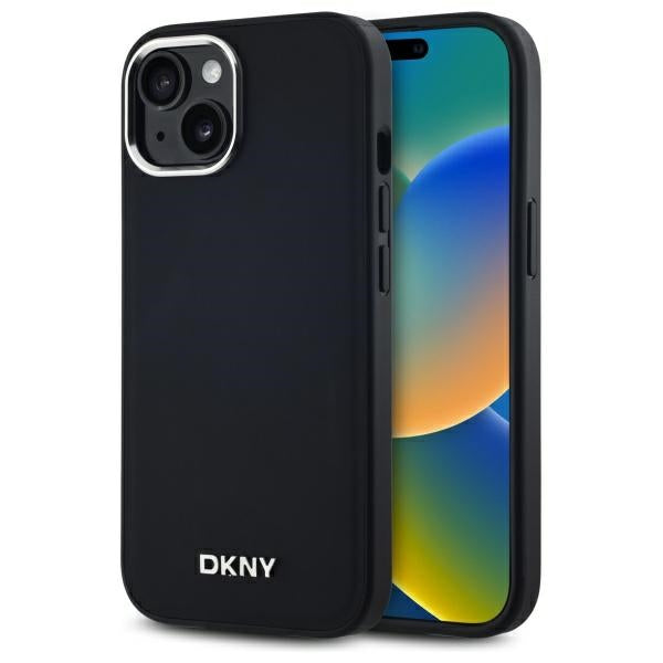 DKNY Plain Logo MagSafe iPhone 15 Case - Black