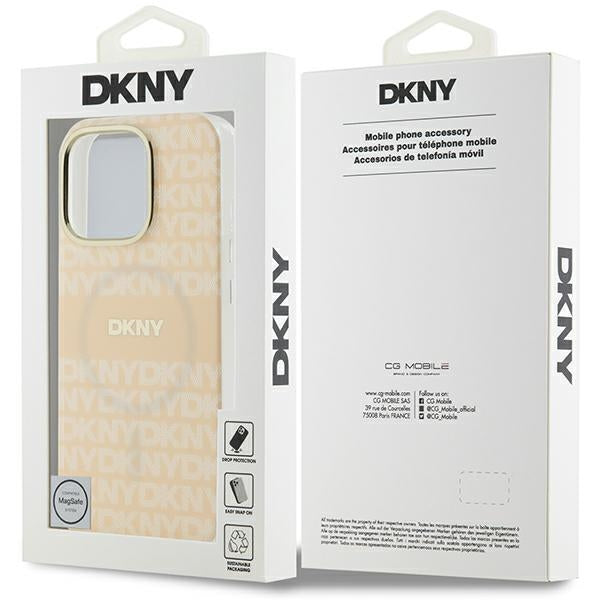 DKNY Repeat Texture Pattern & Stripe MagSafe iPhone 16 Pro Case - Pink