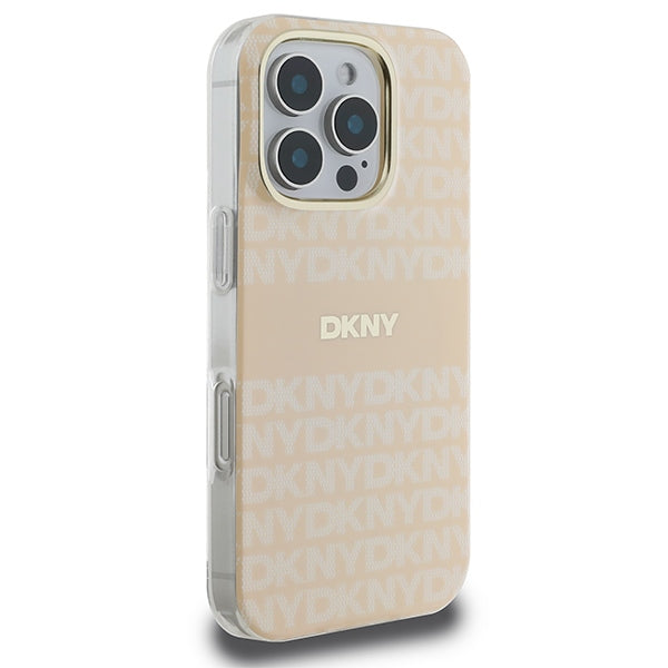 DKNY Repeat Texture Pattern & Stripe MagSafe iPhone 16 Pro Case - Pink