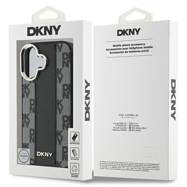 DKNY Checkered Pattern Magsafe iPhone 16 Case - Black