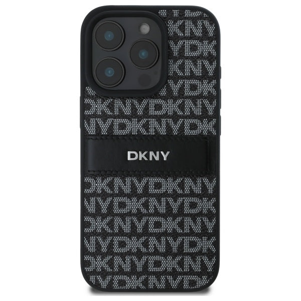 DKNY Texture Pattern Tonal Stripe iPhone 16 Pro Case - Black
