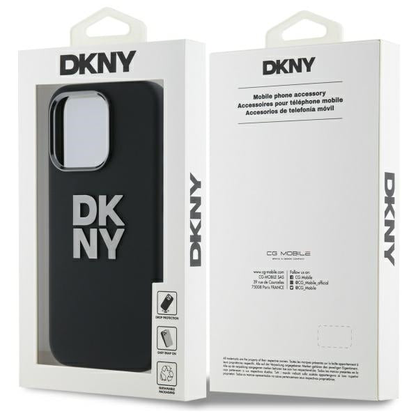 DKNY Liquid Silicone Metal Logo iPhone 16 Pro Case - Black