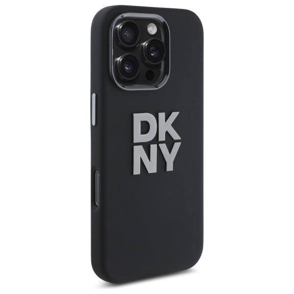 DKNY Liquid Silicone Metal Logo iPhone 16 Pro Case - Black