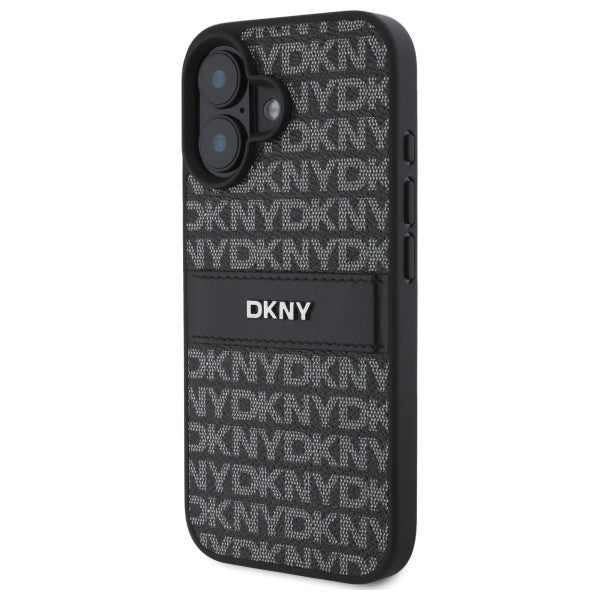 DKNY Texture Pattern Tonal Stripe iPhone 16 Case - Black